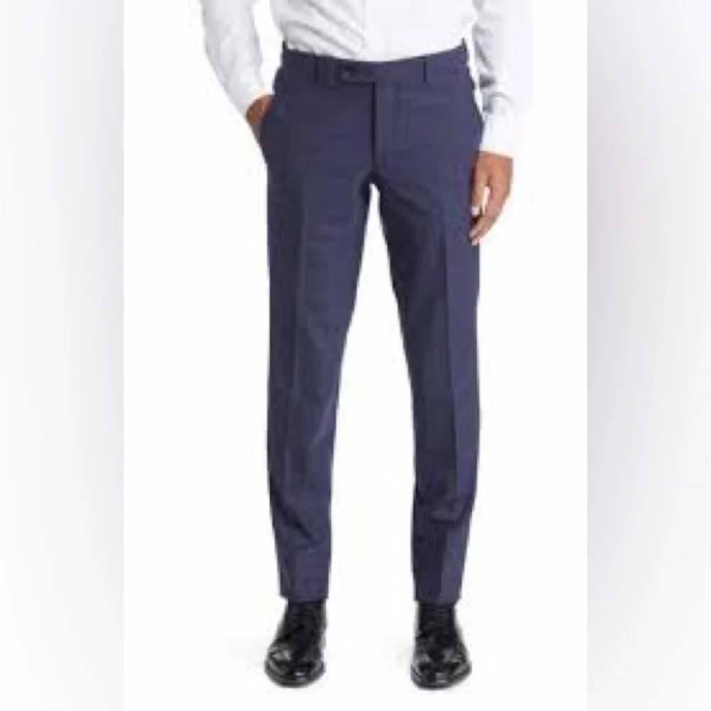 Ted Baker London Jerome Wool Flat Front Pant in Navy - NWOT - Size 30R unhemmed